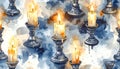 Candlelit Elegance - A Watercolor Seamless Pattern Royalty Free Stock Photo
