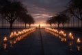 Candlelit Remembrance Pathway at Dusk A