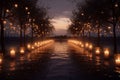 Candlelit Remembrance Pathway at Dusk A