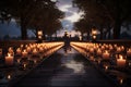 Candlelit Remembrance Pathway at Dusk A