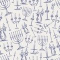 Candles ball pen style seamless pattern