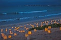 Candles on Beach at Dusk Royalty Free Stock Photo