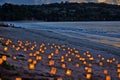 Candles on Beach at Dusk Royalty Free Stock Photo