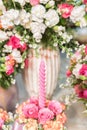 Candles and beautilful flowers. - Selective focus Royalty Free Stock Photo