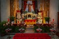 Candles burning at an altar in a church