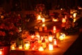 Candles burning at a cemetery Royalty Free Stock Photo