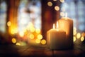 Candles in a church background Royalty Free Stock Photo