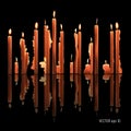 Candles burning, melting, yellow colored. Vector Illustration