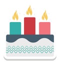 candles cake, birthday cake Vector Icon editable