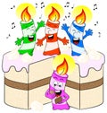 Candles on cake celebrate birthday