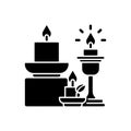 Candles and candle holders black glyph icon Royalty Free Stock Photo