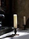 Candles with candlesticks on the altar in a church