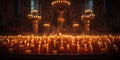 Candles in a Christian Orthodox church. Candles in the dark sacred interior