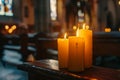 Candles in a church creating a mystical atmosphere.