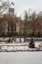 candles and flowers were laid in front of the Russian embassy in Berlin