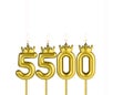 Candles form the number 5500 - Number of followers Royalty Free Stock Photo