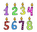 Candles in the form of numbers on a white background. Royalty Free Stock Photo