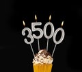 Candles forming the number 3500 - Number of views, views or followers Royalty Free Stock Photo