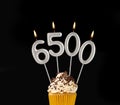 Candles forming the number 6500 - Number of views, views or followers Royalty Free Stock Photo