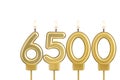 Candles forming the number 6500 - Number of views, views or followers Royalty Free Stock Photo