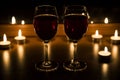 Candles and a glass of wine home evening Royalty Free Stock Photo
