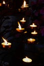 Candles glow in the church, mystery and intimacy Royalty Free Stock Photo