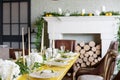 Candles and goblets on a decorated wedding table. selective focus