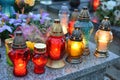 Candles on grave Royalty Free Stock Photo