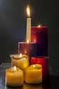 Candles and gray smoke Royalty Free Stock Photo