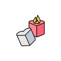 candles, heart candles line icon. Elements of valentines day illustration icons. Signs, symbols can be used for web