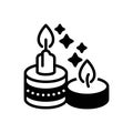 Black solid icon for Candles, candlestick and flame