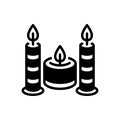 Black solid icon for Candles, candlestick and light Royalty Free Stock Photo