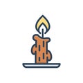 Color illustration icon for Candles, light and burn Royalty Free Stock Photo