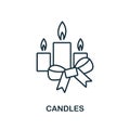 Candles icon. Line style from christmas icon collection. Thin Candles icon for web design, apps, software, print usage Royalty Free Stock Photo