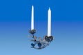 Candles and iron rose holder Royalty Free Stock Photo