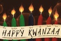 Candles of Kwanzaa with a Scroll with the Seven Principles, Vector Illustration