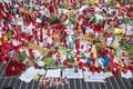 Candles, letters, flowers for the victims a few days after the terror act at Las Ramblas, 17th August 2017 , Barcelona