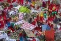 Candles, letters, flowers for the victims a few days after the terror act at Las Ramblas, 17th August 2017 , Barcelona