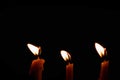 Candles light on black background Royalty Free Stock Photo
