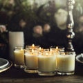 Candles Lighten Up on Table for Reception Dining in Restaurant