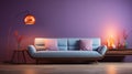 Candles lighting eclectic blue pink sofa ai generated background image