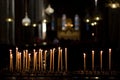 Candles lit in church Royalty Free Stock Photo