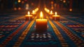 Candles Lit on Colorful Ethnic Rug Royalty Free Stock Photo
