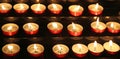 candles lit inside the place of worship to pray Royalty Free Stock Photo