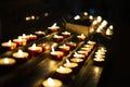 Candles lit red during a session of spiritualism. Concept of occultism