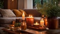 Candles the living room, burning glass fragrance fragrance modern lifestyle home