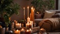 Candles the living room, burning glass sofa fragrance modern lifestyle home