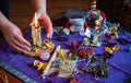 Candles magic. Witchcraft for love, luck, money, spells Royalty Free Stock Photo