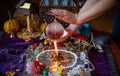 Candles magic. Witchcraft for love, luck, money, spells Royalty Free Stock Photo