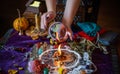 Candles magic. Witchcraft for love, luck, money, spells Royalty Free Stock Photo